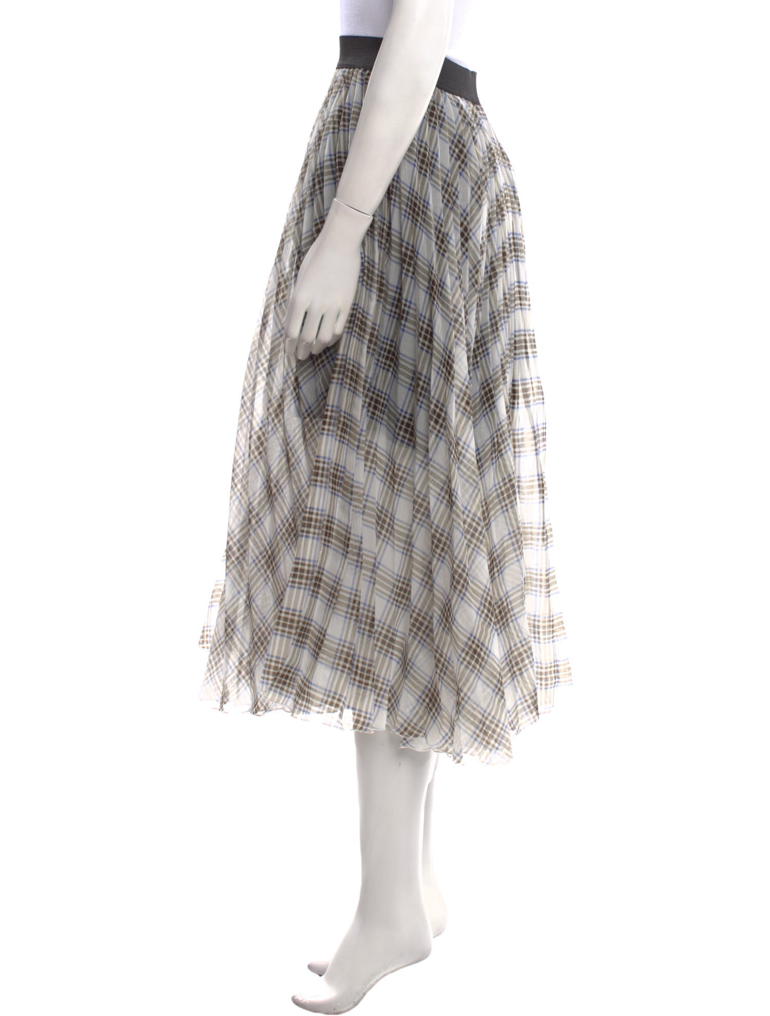 Maje Plaid Print Midi Length Skirt